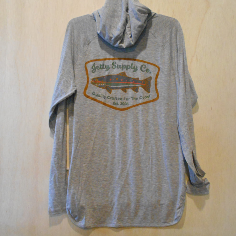 Jetty UV Hooded LST - Heather Grey - SIZE L