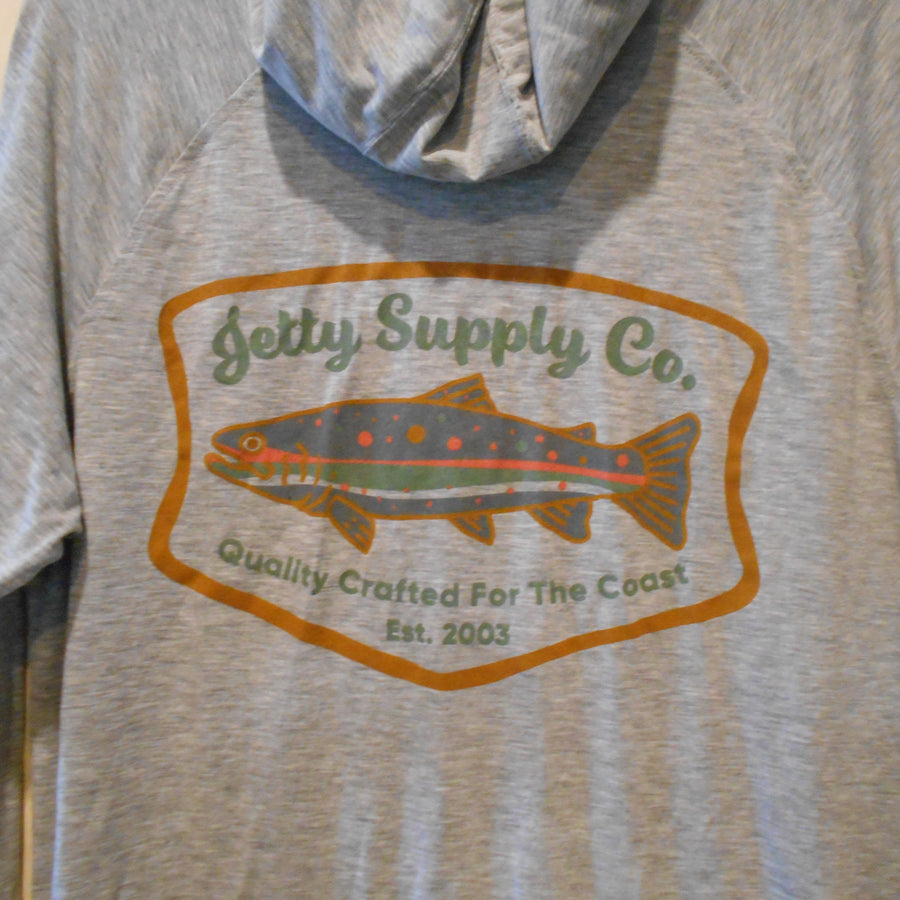 Jetty UV Hooded LST - Heather Grey - SIZE L