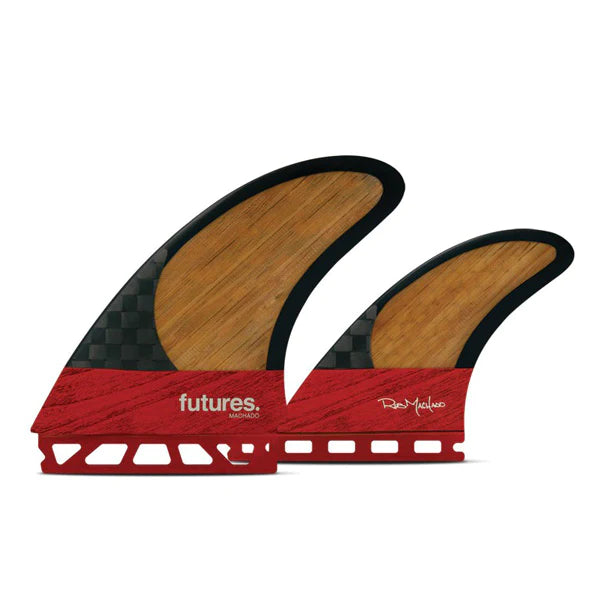 Futures Machado Blackstix 3.0 Twin Fin +Trailer Fin Set -Red/Bamboo