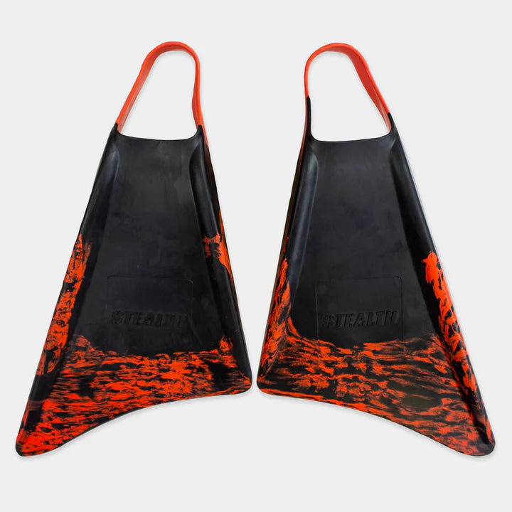 Stealth Bodyboards S1 SUPREME - BLACK / FLURO RED Large Swim Fins